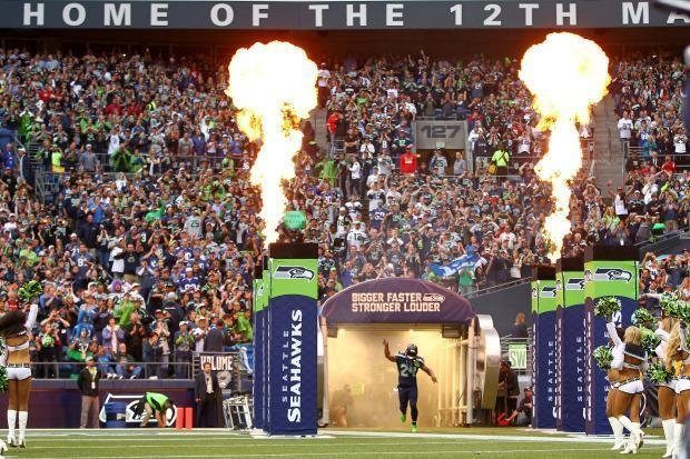 Fireballs over the Seattle Seahawks player tunnel